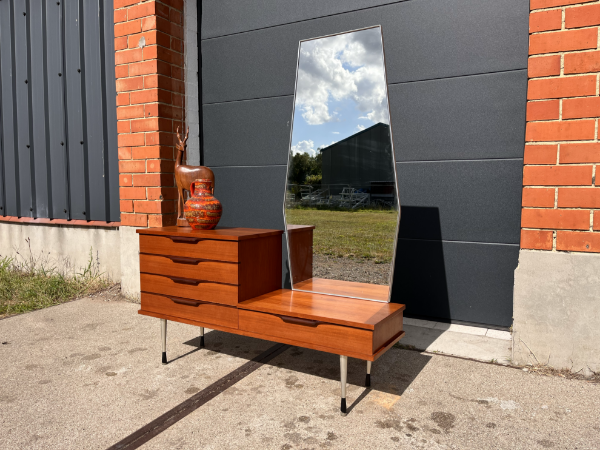 Picture of Belgian teak veneer dresser with mirror