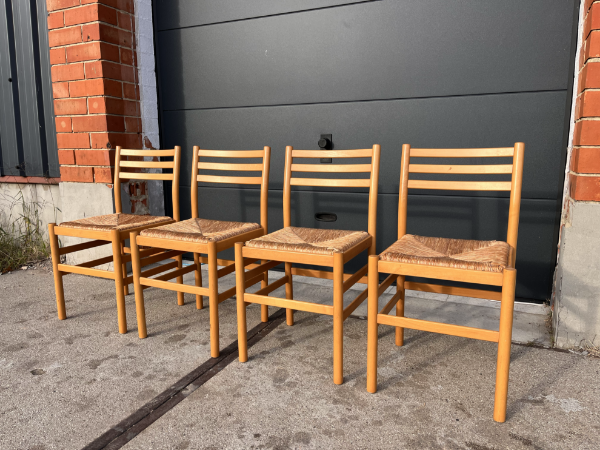 Picture of Set of four dining chairs with woven seats