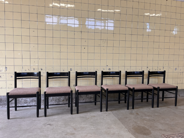 Picture of Set of six black-stained dining chairs