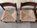 Picture of Set of Six Wengé Dining Chairs with Woven Seats